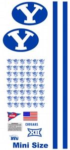 BYU COUGARS COLLEGE FOOTBALL HELMET DECALS BLUE Mini 8 Mil Convex - Picture 1 of 1
