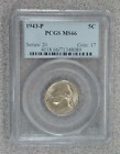 1943-P Jefferson Nickel 5 cents Silver War Nickel PCGS MS66 (089)