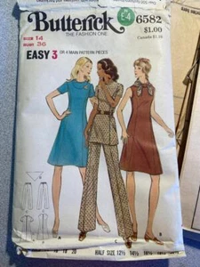Vintage Butterick Sewing Pattern 6582 – Misses’ Dress, Tunic & Pants - Picture 1 of 1