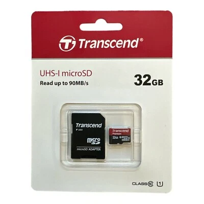 Transcend 32GB Class 10 UHS-I MicroSD 90MB/s U1 w/Adapter Memory Card TS32GUSDU1 - Image 1 of 2