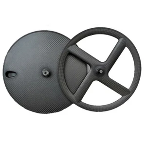 700c Carbon Front 4 Spokes Rear Disc Wheelset for Road/TT/Track/Time Trial Bike - Picture 1 of 14