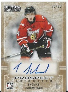 2014-15 ITG Leaf Heroes Prospects THOMAS SCHEMITSCH 20/30 Prospect Autograph #85