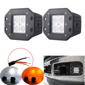 2x 5" Amber/White Flush Mount LED Work Light Pods Flood Beam For SUV Truck Boat - Picture 1 of 7