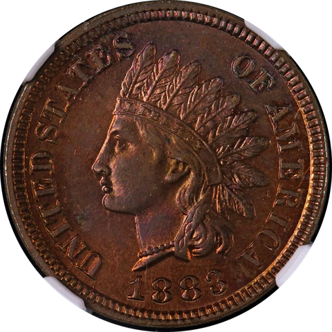 1883 Indian Cent Proof NGC PF64 BN Nice Eye Appeal Strong Strike Cover