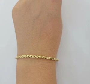 Solid 10k Yellow Gold Rope bracelet 7" 7.5" 8" 8.5" 9" Men Women 3mm- 9mm REAL - Picture 1 of 18