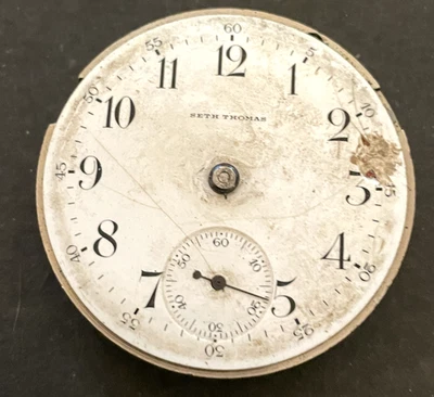 Antique 1910 Seth Thomas Grade 36 Pocket Watch Movement Good Balance 18s 7j USA - Image 1 of 3