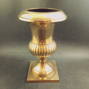 Brass Pedestal Urn/Vase, Heavy Quality Sand Casting 7.5"X 4.75" OBO - Picture 1 of 6