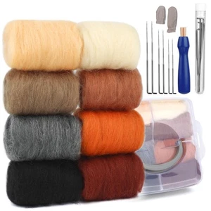 Needle Felting Kit, Needle Felting Starter Kit, 8 Colors Wool Roving Yarn wit... - Picture 1 of 7