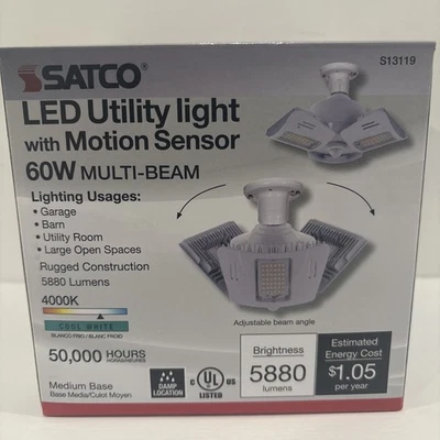 Satco S13119 Motion Sensor 60W =300W 100-277V LED HID Corncob Medium E26 4000K - Image 1 of 4