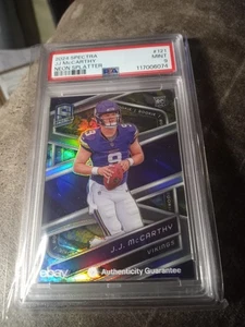 2024 Panini Spectra J.J. McCarthy Rookie Neon Splatter Prizm #/8 PSA MINT 9 #121 - Picture 1 of 2