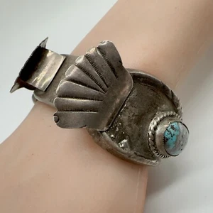 Vintage Navajo Sandguss Sterling Türkis Uhrenarmband Manschette Armband 111,5 g #rfl - Bild 1 von 12