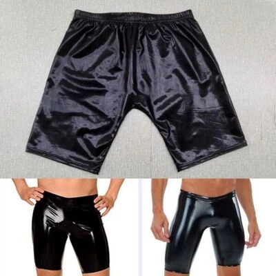 Ropa interior de cuero PU para hombre aspecto húmedo calzoncillos boxer pantalones cortos pantalones negros-calzoncillos Foto 1 de 4