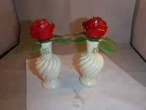 Kunststoff Rose in Vase Salz und Pfefferstreuer mit Stopfen - Bild 1 von 5