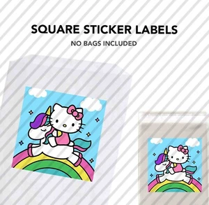 12 Hello Kitty 2.5" Sticker Labels for Bag Treat Box Party Favor Unicorn Rainbow - Picture 1 of 5