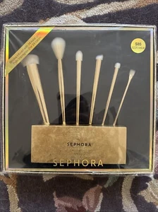 Sephora PRO Gold Collector's Premium Brush Set - 6 Brushs +Glittered Stand - Picture 1 of 2