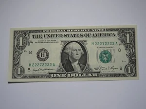 $1 1981 Near Solid Serial Number Federal Reserve Bank Note Bill #22272222 UNC+++ - Picture 1 of 2