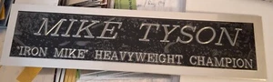 Mike Tyson Engraved Name Plate Black On Silver 2" X 8" CC Font - Picture 1 of 2