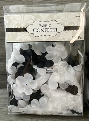 Tela Blanco y Negro Flor Confeti Decoraciones Boda Fiesta Nuevo Foto 1 de 2