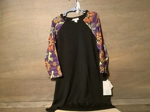 LuLaRoe GIRLS SLOAN TOP NEW SKELTON HANDS BLACK PURPLE SIZE 14 NWT - Picture 1 of 4