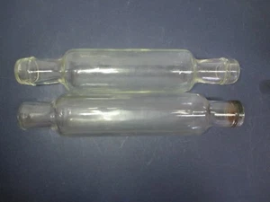 2 Vintage Clear Glass Hollow Rolling Pins Baking Decor Kitchen Gadgets 14" Long - Picture 1 of 12