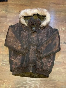 Vintage Innovations by Izzi Women's Jacket Brown 1980s Hooded Zip Up Fur L - Picture 1 of 4