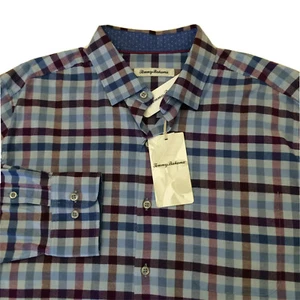 Tommy Bahama Rancho Via Check Plaid Stretch Long Sleeves Shirt Red Blue Men M - Bild 1 von 7