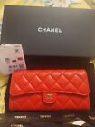  Chanel Red New Caviar Classic Long  Wallet/ Clutch 