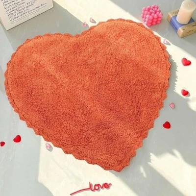 Royal Blaze Bath Mat Crochet Reversible Washable Plush Rug, Heart Shaped 28"x28" - Image 1 of 4