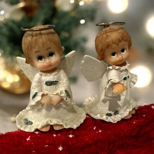 2 VTG Holly Babes Ruth Morehead Glitter Angels Figurine 3.5"l - Picture 1 of 10