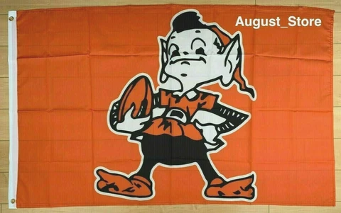 Retro Cleveland Browns 3x5 ft Flag NFL Banner Dawg Pound Brownie the Elf Cover