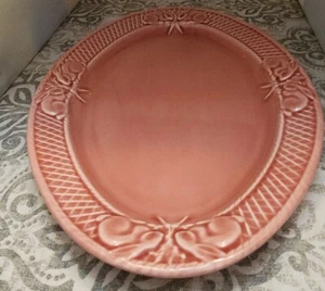 Bordallo Pinheiro Pink Easter Bunny Rabbit Platter 15.5 x 11.5" Pltr - Picture 1 of 4