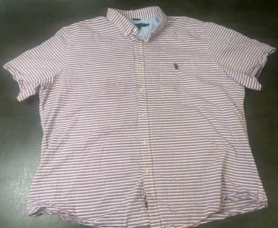 Mens 3XL - US Polo - Pink & Blue Striped - Short Sleeve - Button Up Shirt - - Image 1 of 4