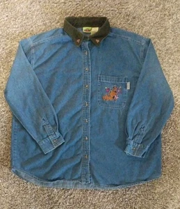 Vintage Cartoon Network Scooby Doo besticktes Denim geknöpftes Hemd Damengröße XL - Bild 1 von 5
