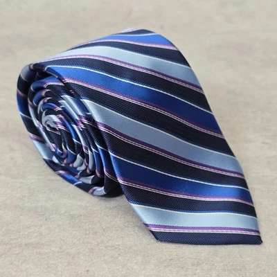 Corbata J Ferrar Para Hombre Azul Púrpura Rayas Patrón Clásico Negocios Formal Foto 1 de 4