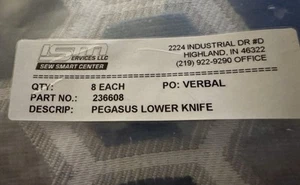 Pegasus Lower Knife Sewing Machine Part # 236608 23660800001 - Bild 1 von 2