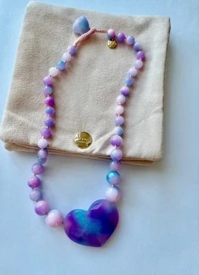 BN Lola Rose Large Alice Heart Cotton Candy Quartz Semi Precious Stones Necklace — 第 1/4 张图片