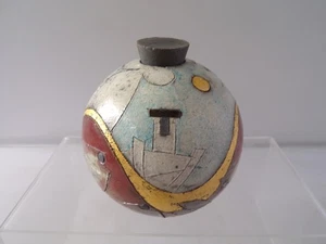 Rob Whelpton Raku Studio Pottery Fish And Boat Ceramic Bottle - Picture 1 of 17