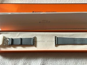 Genuine Apple Watch Hermes light blue Single Tour Leather Band 44mm - 46mm - Zdjęcie 1 z 14