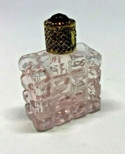 Vintage Pink Crystal/Cut Glass Design Perfume Bottle with Gold Ruby Stopper - Picture 1 of 6