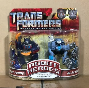 Optimus Prime & Blackout MOSC Robot Heroes Transformers RotF Revenge of Fallen - Picture 1 of 6