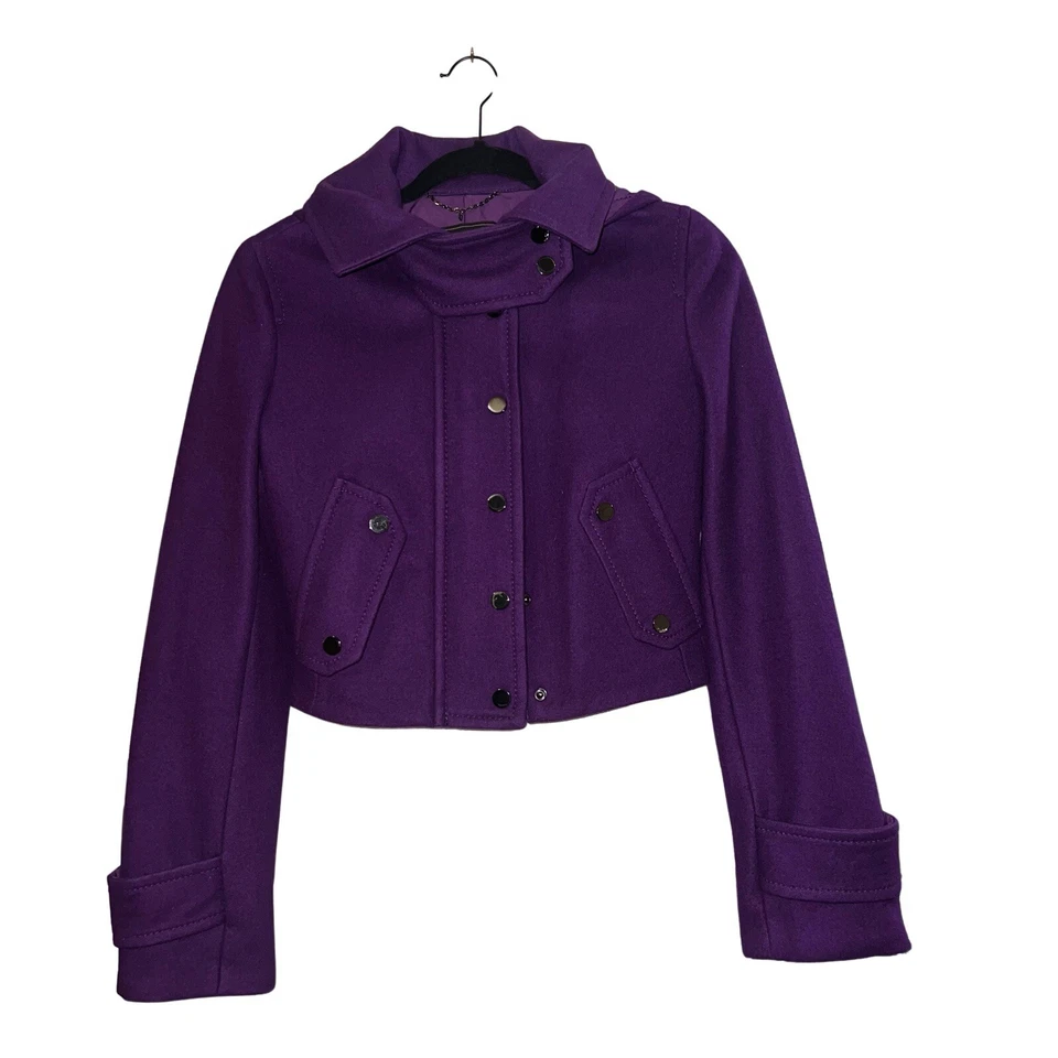 CHAQUETA MOTERA MUJER BCBG LANA MORADA TALLA XS Foto 1 de 4