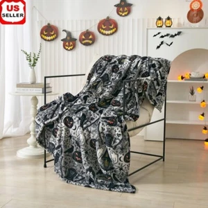 Haunted House Plush Throw Blanket Cozy Halloween Decor Recycled Polyester 50x60 - Picture 1 of 5
