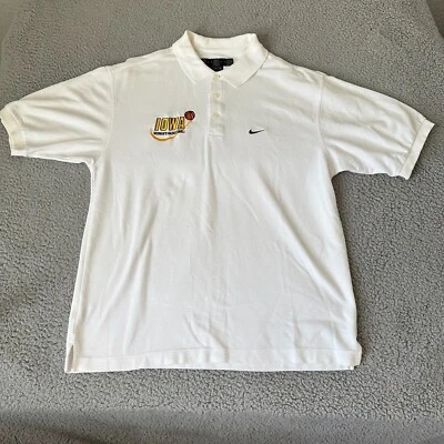 Vintage Iowa Hawkeyes Shirt Mens Medium White Basketball Nike Polo Y2K NCAA - Image 1 of 4
