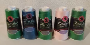 5 Spindle Lot Maxi-Lock Serger Thread Emerald Pink Blue 3000 Yds Sewing - Picture 1 of 4