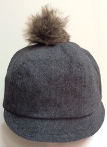 NWOT Nobis Fuzzy Wool Blend Pom Pom Gray & Brown Newsboy Cap Hat One Size OS - Picture 1 of 10