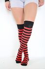 Ladies Stripe Stripy Striped Over The Knee Thigh High Long Socks 32 Colours 4-6