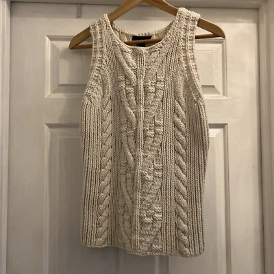 Suéter sin mangas tejido mezcla de lana pesada crema The Limited para mujer talla XL Y2K Foto 1 de 4