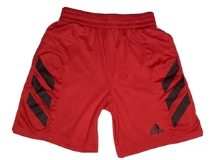 EUC Adidas Aeroready Boys Athletic Shorts Red Black Stripes Size Medium 10/12 - Picture 1 of 5