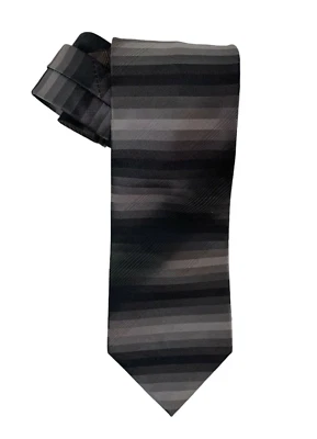 Corbata Axcess Para Hombre Negra Gris Rayas 100% Seda Longitud Clásica Claiborne Co Foto 1 de 4
