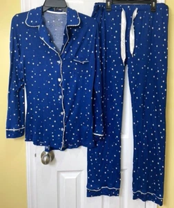 Blis pajama set size M blue 2 piece with stars stretch worn once defect - Picture 1 of 7